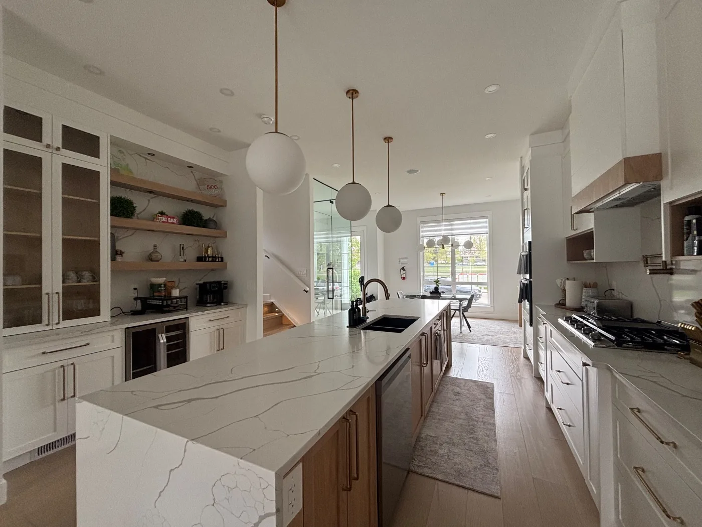 Kitchen with quartz counters left spotless after a turnover