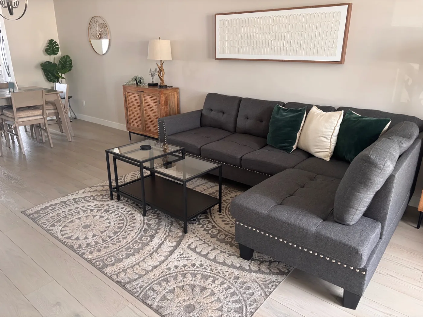 Calgary short term rental living room after a turnover clean