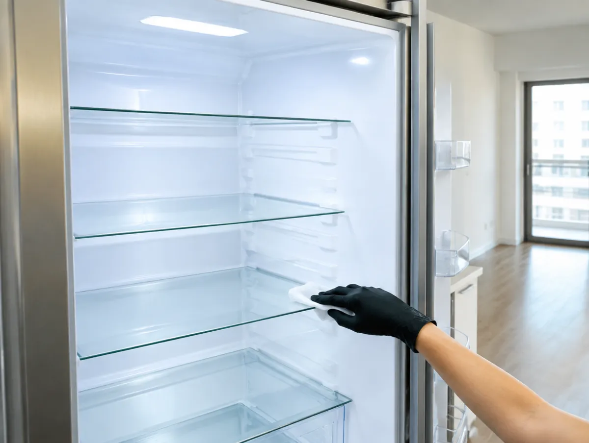 Fridge shelves cleaned inside during a deep clean