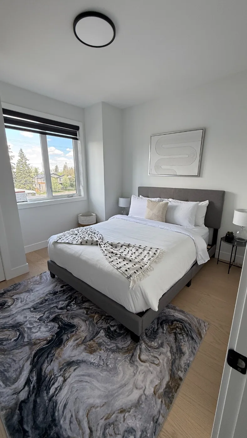 Calgary short term rental bedroom cleaned between guests