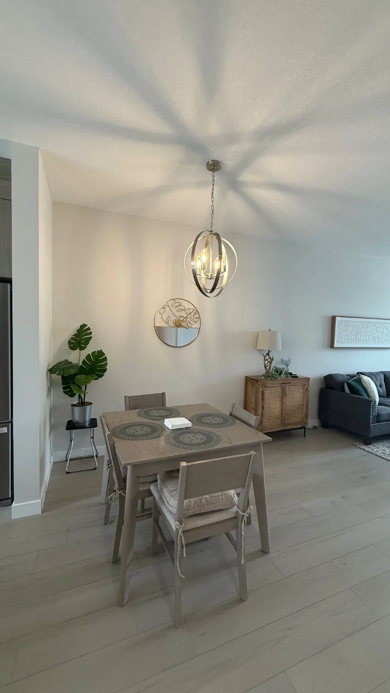 Dining and entry space cleaned in a short term rental