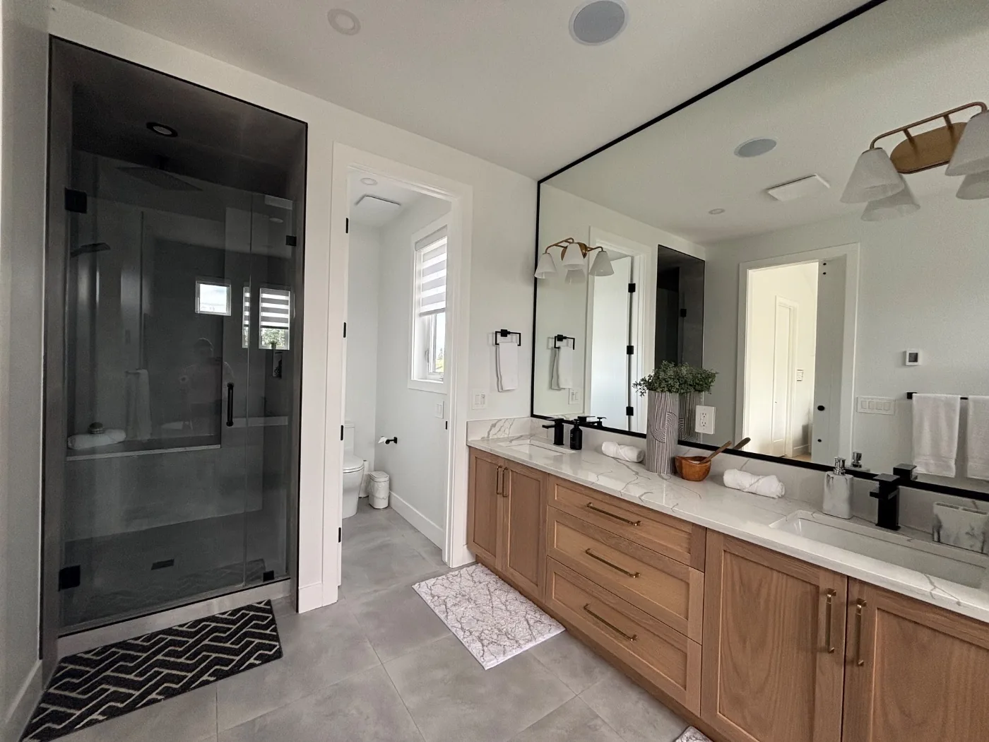 Double vanity cleaned and restocked in a short term rental