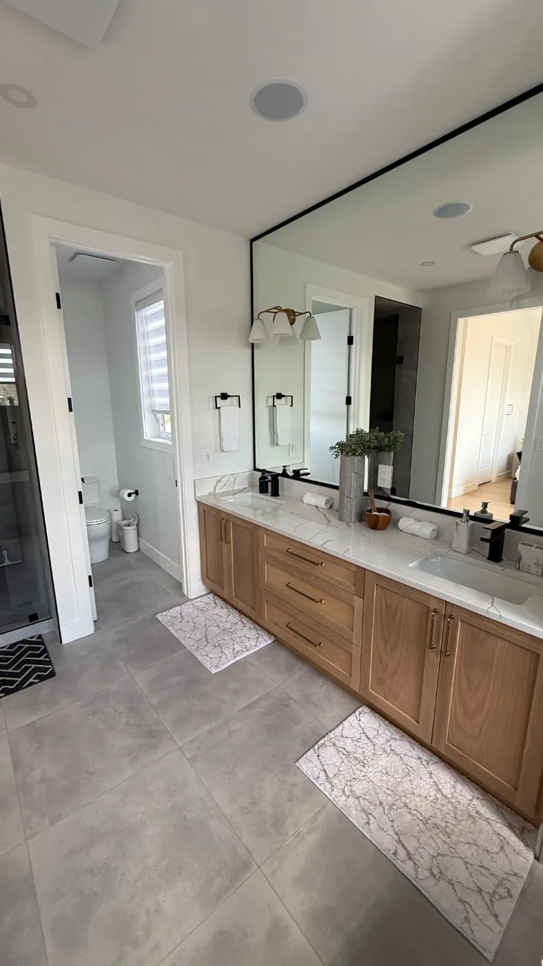 Ensuite vanity cleaned and staged during a turnover