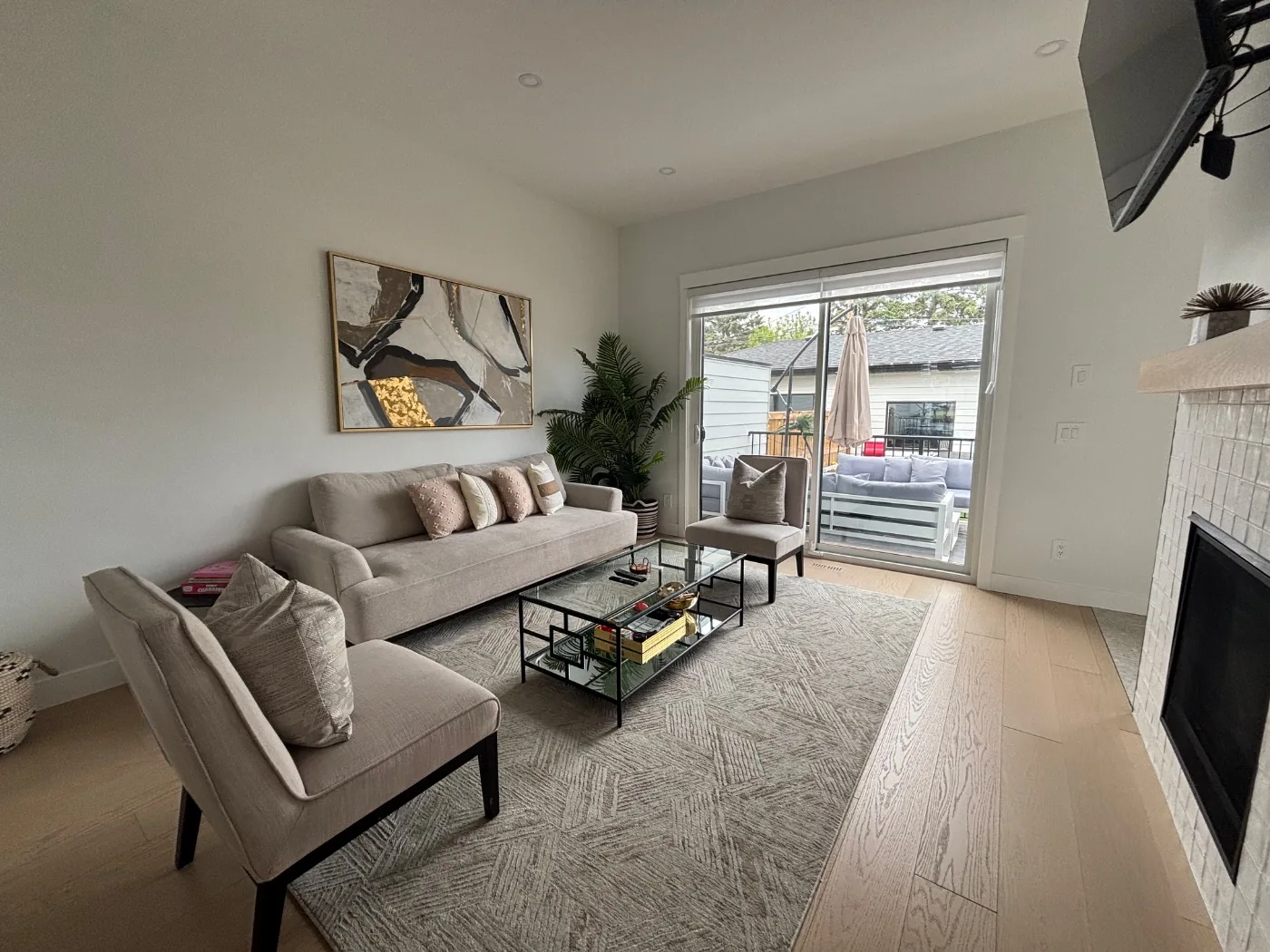 Short term rental living space in Calgary after a turnover clean